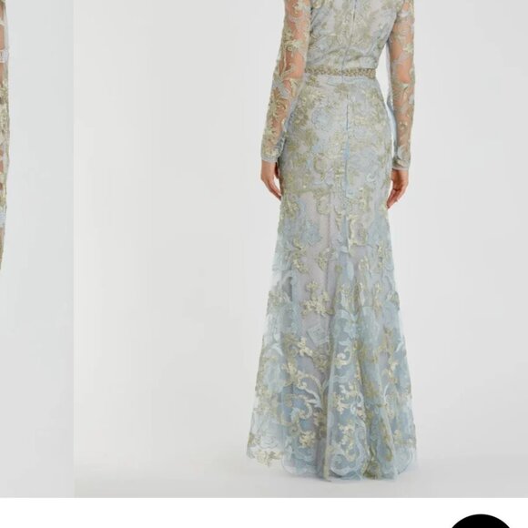 Still available! NWT Mac Duggal Long Sleeve V-Neck Gown 10 Powder Blue #8257 - Picture 3 of 4